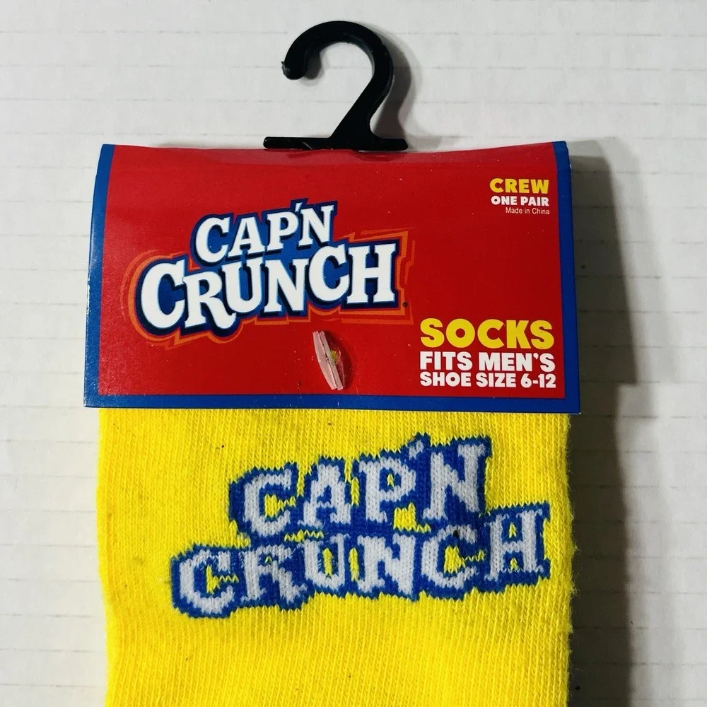 NWT Cap'n‎ Crunch Socks Men's 6-12 Blue Novelty Cereal Americana Humor